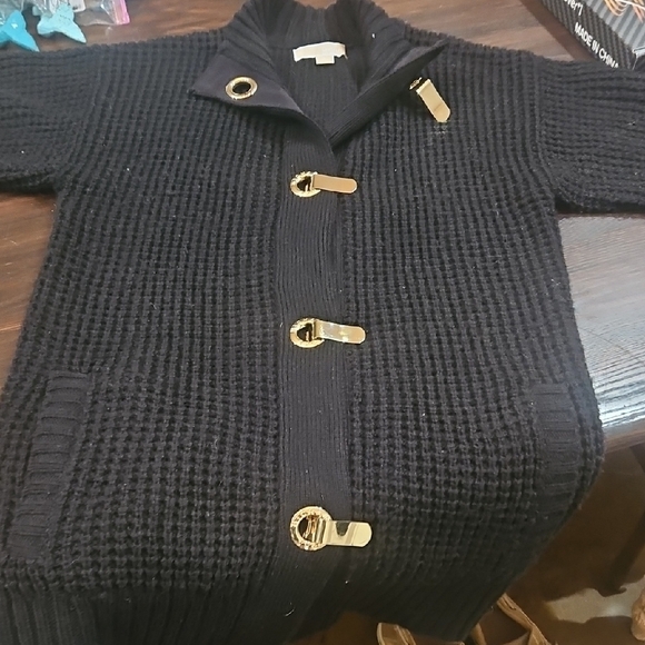 Michael Kors poncho cable knit shortsleeve/cap sleeve sweater w pockets SZ small - Picture 1 of 8